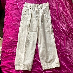 Zara. Surplus. SPRLS. White/cream canvas pants. NWOT. Sz 6